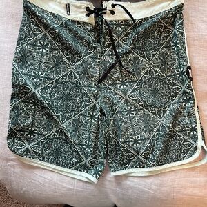 Hurley Black and White Patterned Board Shorts